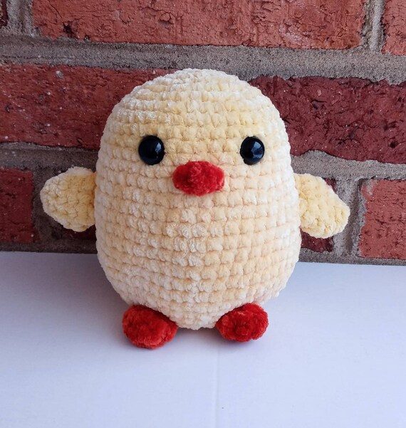 Crochet Baby Chick, Velvet Plushie, Easter Decor