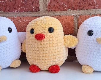 Crochet Baby Chick Velvet Plushie, Crochet Velvet Chicken, Crochet Velvet Duck Plushie