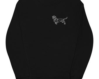 Unisex Bio-Pullover aus organischer Baumwolle mit geometrischem Dackel Aufdruck – Stil und Nachhaltigkeit vereint