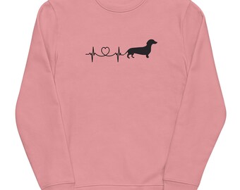 Stilvoller Unisex Bio-Pullover mit 'Herzensdackel' Aufdruck – Weich, Langlebig und Umweltfreundlich