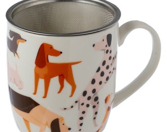 Barks Dog Hund Tasse aus Porzellan mit Teeei und Deckel