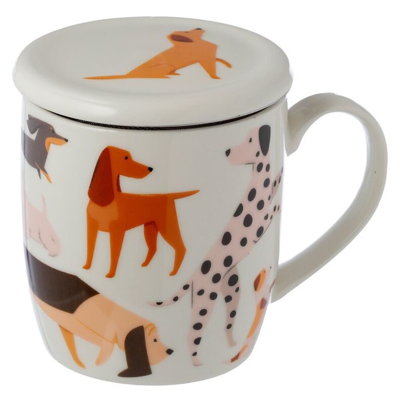 Barks Dog Hund Tasse aus Porzellan mit Teeei und Deckel Bild 3