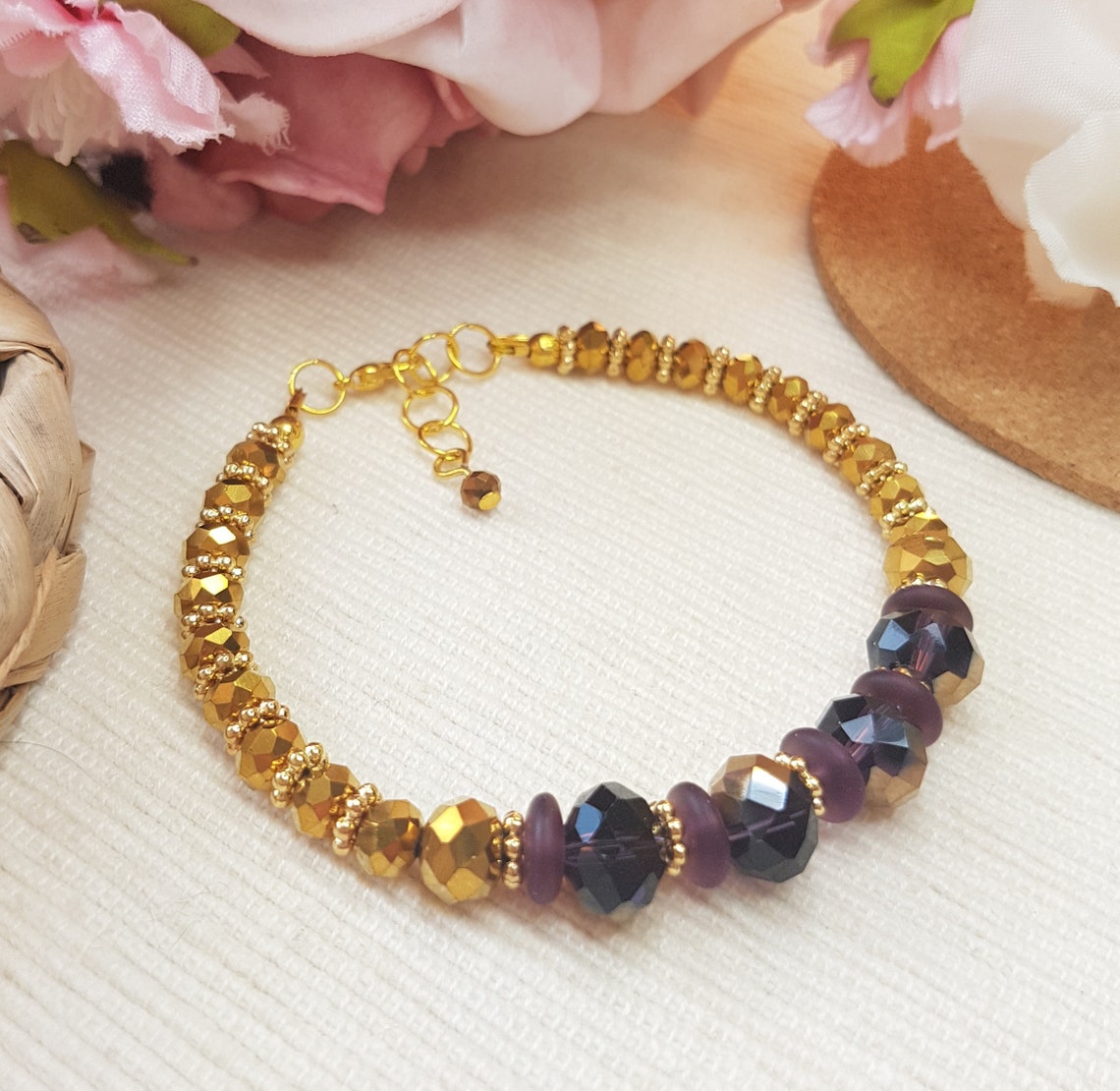 Elegant Sparkly Ladies Evening Bracelet With Metallic Faceted Etsy