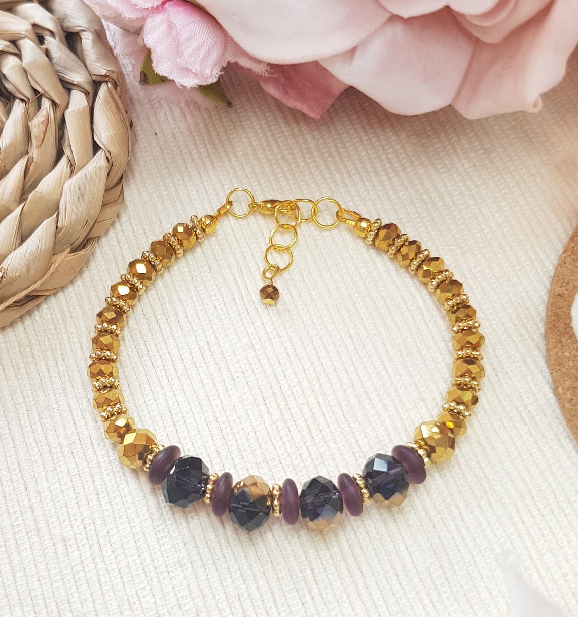 Elegant Sparkly Ladies Evening Bracelet With Metallic Faceted Etsy