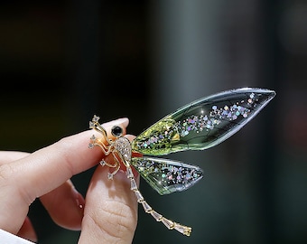 transparente Flügel Libelle Brosche Zirkon Farbverlauf Insekt Corsage Accessoires Geschenk