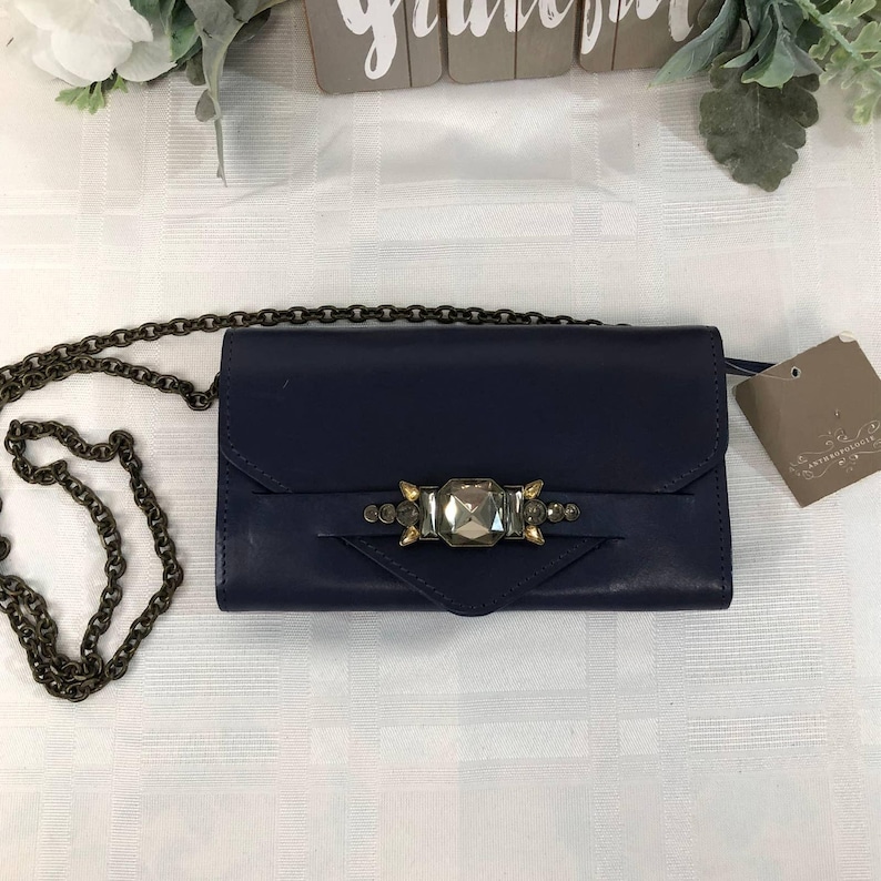 Anthropologie Navy Rhinestone Bejeweled Crossbody New without Tags image 1