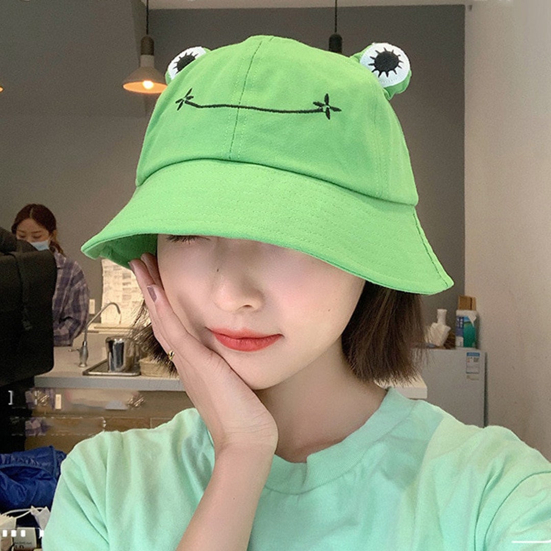 Frog Hat Kawaii Cute Frog Bucket Hat Aesthetic Women Outdoor - Etsy