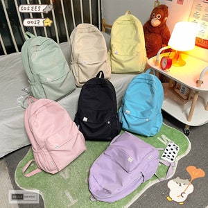 Minimalist Canvas Backpack for School Girls, Nylon Women Backpack ...