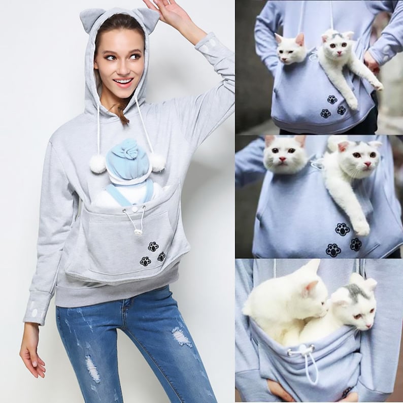 Cat Dog Lovers Pet Pouch Hoodie Women Sweatshirt Cuddle Pet Etsy