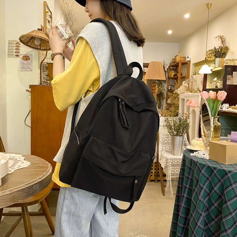 Minimalist Backpack for School Girls Nylon Women Backpack - Etsy