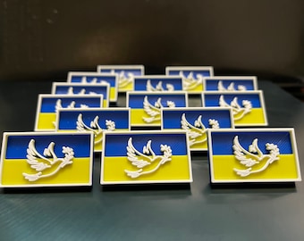 Ukrainian dove of peace flag lapel pin to support Ukrainian refugees. Ukraine pin.