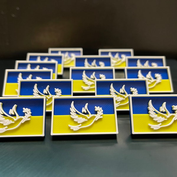 Ukrainian dove of peace flag lapel pin to support Ukrainian refugees. Ukraine pin.