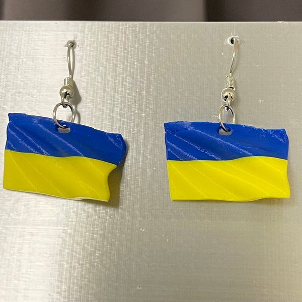 Ukraine Flag earrings to support Ukrainian refugees.