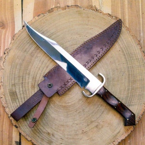 Bowie Knife &quot;The Dueler&quot; 1085 steel, Lightweight, Back-cut, Birdshead Handle