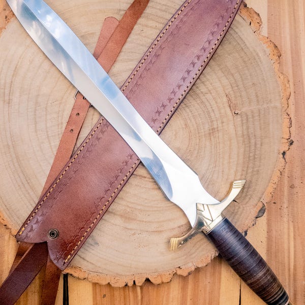 Short Sword - Hand Forged 1085 Steel with Leather Clad Handle
