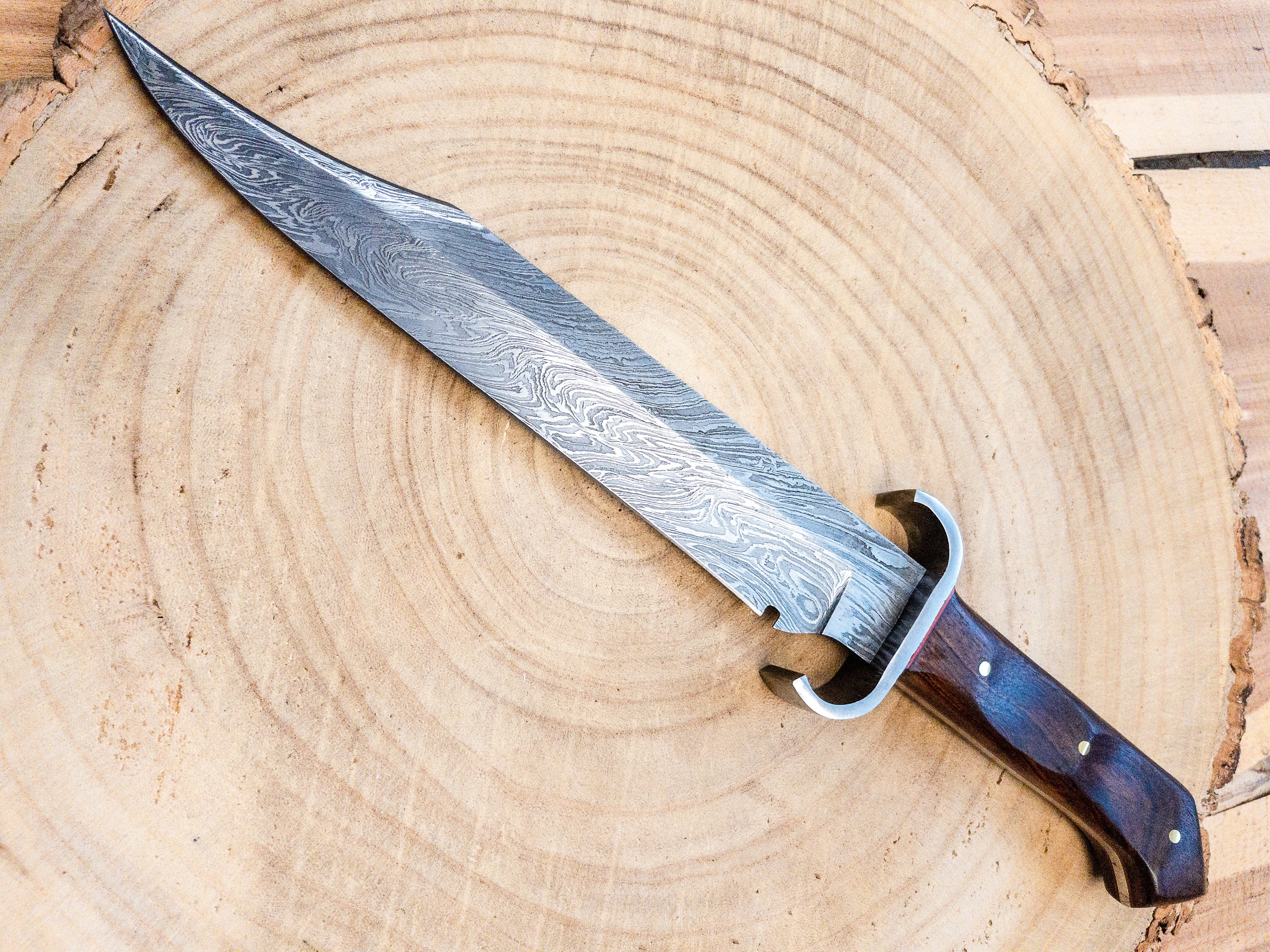 Bowie Knife Custom Design Damascus Steel Lightweight Etsy