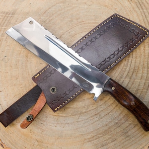 Chopper / Cleaver / Camping Meat Knife Hand Forged in 1085 steel w/ Rosewood Handle