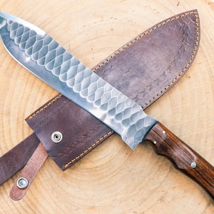 Hunting Bowie Knife in 1095 Steel, Rosewood Handle 16&quot;