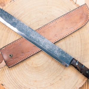 Brisket Slicer - 1095 Steel Rough Steel Finish - Rosewood Handle