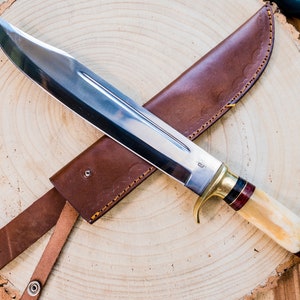 Bone ‘n Brass Bowie Hunting Knife 1085 Steel / Bone Handle / Sheath