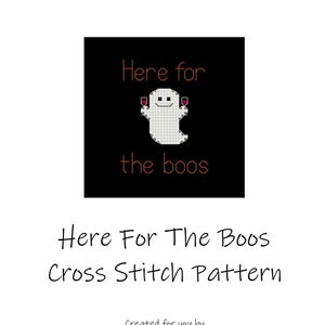 Hier voor de Boos PDF-kruissteekpatroon, telpatroon voor kruissteek, patroon van 10 cm, Halloween-woordspelingpatronen, Halloween-patronen, spoken