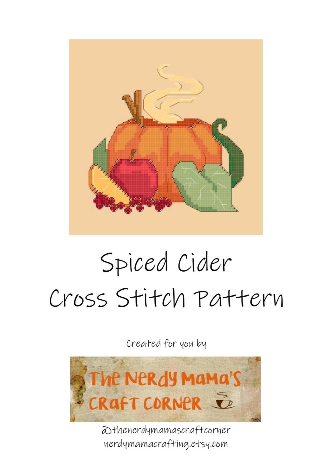 Spiced Cider Cross Stitch PDF Pattern, Mugs and Drink Xstitch, Fall ...