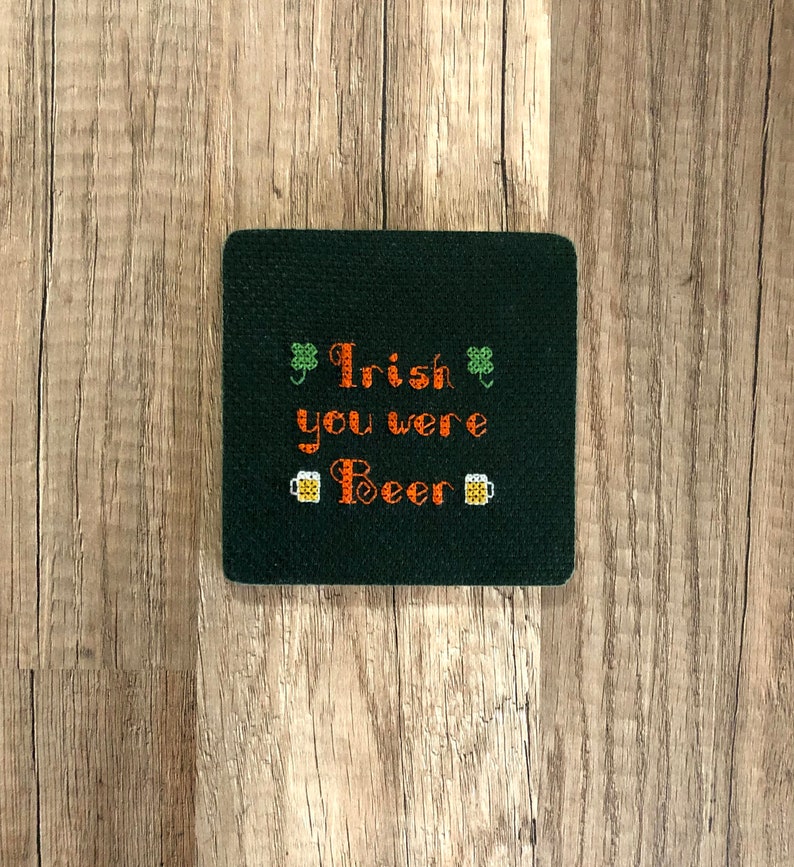 St Patty/'s Day Party Supplies Cross Stitch St Patrick/'s Day Coasters St Patty/'s Day Decor Drinking Gifts St Patty/'s Day Pun Coasters