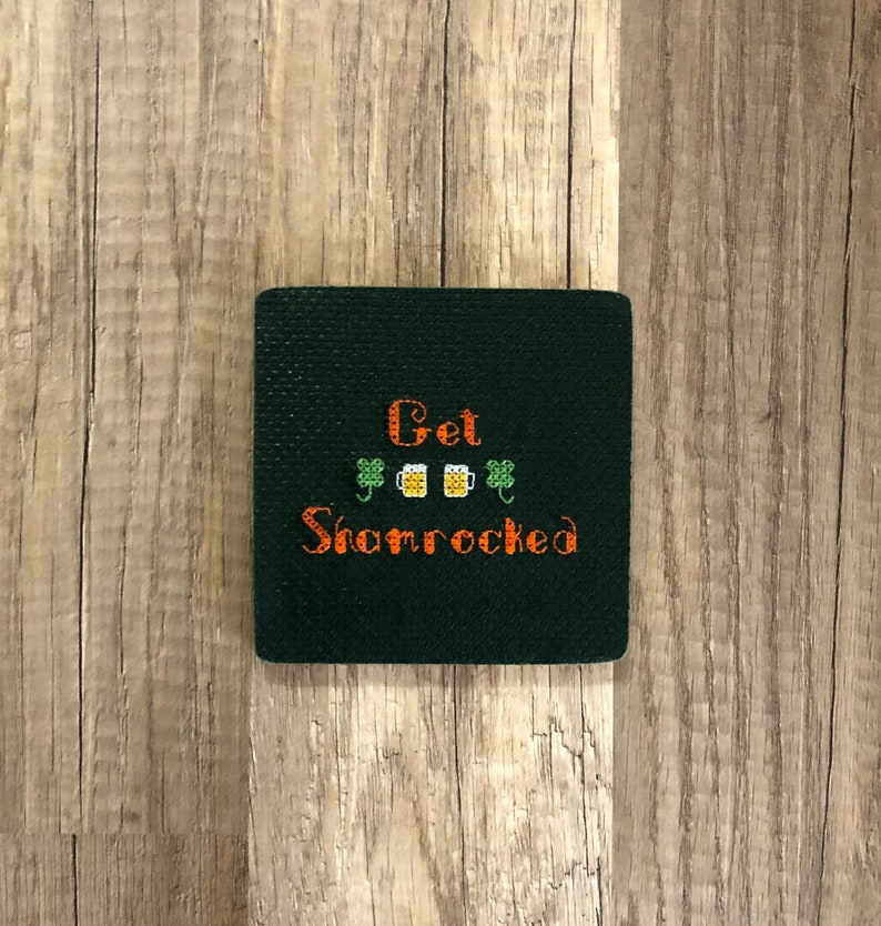 St Patty/'s Day Party Supplies Cross Stitch St Patrick/'s Day Coasters St Patty/'s Day Decor Drinking Gifts St Patty/'s Day Pun Coasters