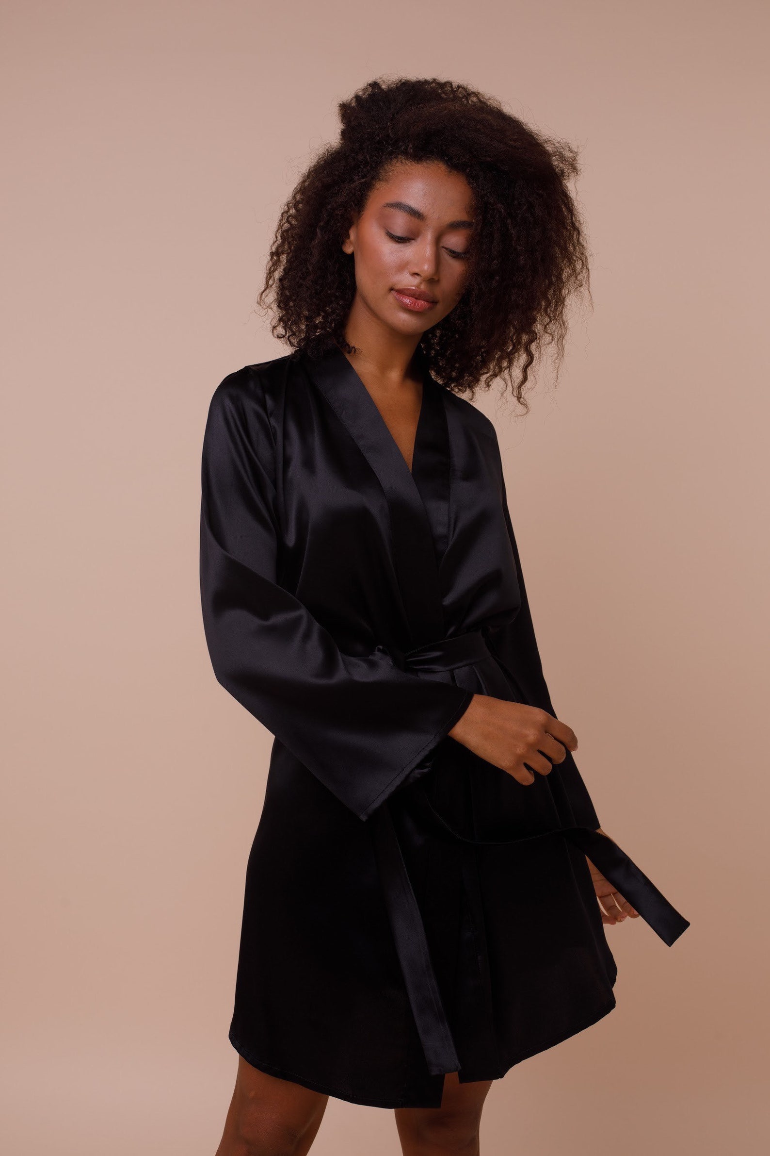 Black Silk Robe Silk Loungewear Sexy Robe Short Silk Robe Etsy