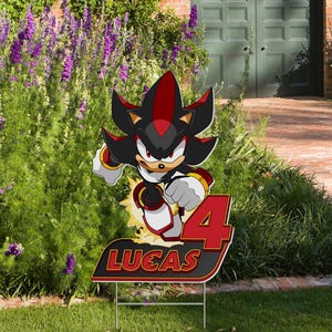 Personalized Shadow the hedgehogs Yard Sign, Sonic party cutout, shadow Sonic the hedgehog Prop, Red Characters birthday decor NGQC22