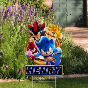Personalized Sonic Hedgehog Cutouts, Sonic Birthday Party Prop, Tail Knuckles Cutouts Birthday Yard Signs,Birthday Boy Decor Backdrop NGQC25
