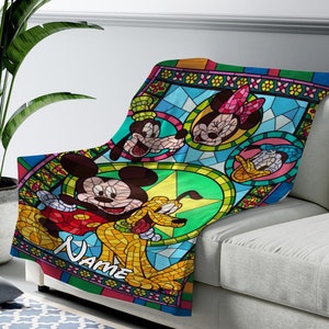 Personalized Name Disney Mickey Blanket, Mickey Mouse Blanket, Mickey Goofy Fleece Sherpa Blanket, Gifts For Baby, Birthday Gifts NFUS10