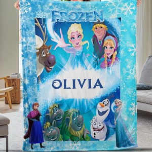 Personalized Frozen Quilt Blanket, Frozen Fleece Blanket, Disney Elsa Anna Birthday Gifts, Elsa Anna Christmas Gifts CYJQ27