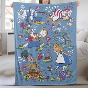 Alice in Wonderland Fleece Blanket Alice Cheshire Cat Blanket Alice in Wonderland Characters Blanket Christmas Gift Birthday Gift Etsy