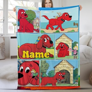 Personalized Clifford the Big Red Dog Blanket Clifford Fleece Blanket Clifford the Big Red Dog Birthday Gifts Christmas Gifts