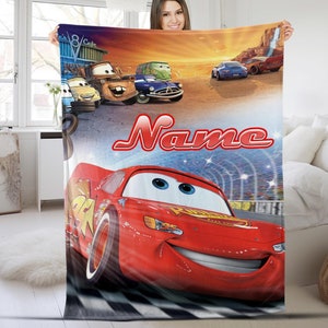 Personalized Name Blanket Lighting McQueen, Custom Name Disney Cars Blanket, Cars Characters Throw, Boy Baby Blanket Cars Birthday Gift