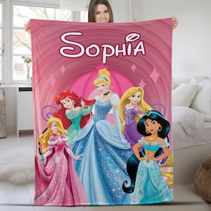 Personalized Baby Girl Blanket, Kids Blanket,Princess Blanket,Back to School Blanket, Pink Blanket, Gift for her,Disney Princess Girl VN4Y24