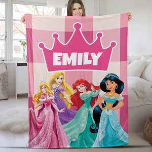 Personalized Baby Girl Blanket, Kids Blanket, Princess Blanket,Back to School Blanket,Pink Blanket, Gift for her,Disney Princess Girl VN4Y23