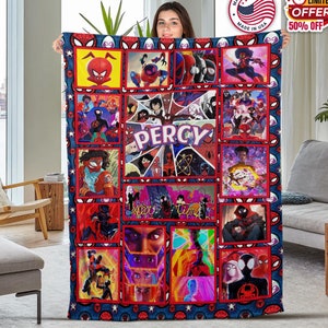 Personalized Spiderman Blanket, Spider Man Fleece Blanket, Spiderman Birthday Gift, Spider man across the spiderverse, Blanket Quilt BXMU61