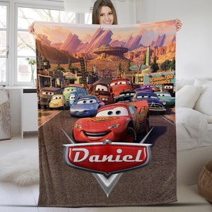 Personalized Cars Movie Characters Blanket, Cars Movie Blanket, Cars Blanket, custom name Cars Blanket,Disney blanket, Gift for kids VN3R10