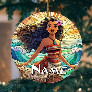 Personalized Disney Moana Christmas Acrylic Ornament, Disney Princess Moana Cutout Ornament, Baby Girl Christmas Ornament NFUR15