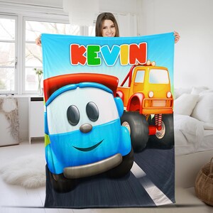 Leo The Truck Blanket, Personalized Leo The Truck Blanket, Leo The Truck Cartoon Blanket,Christmas Gifts, Birthday Gifts NFNM50