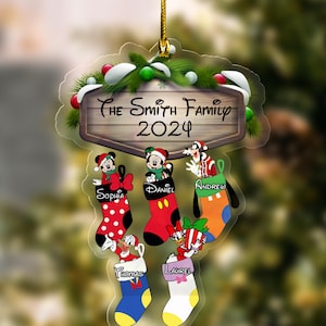 Personalized Disney characters Family Stocking Ornament, Multi-character Mickey & friends Princess Xmas Family Ornament 2025 Gift BYHQ20