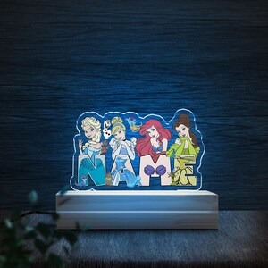 Personalized Disney Princess Castle Night Light, Custom Name Baby Girl Room Decor, Disney Princess Birthday Gift for Her, Disney Lamp D2EP13