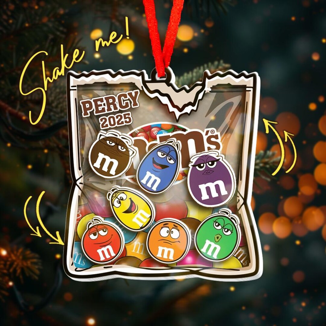 Personalized M&M Christmas Shaker Ornament, M and M Christmas
