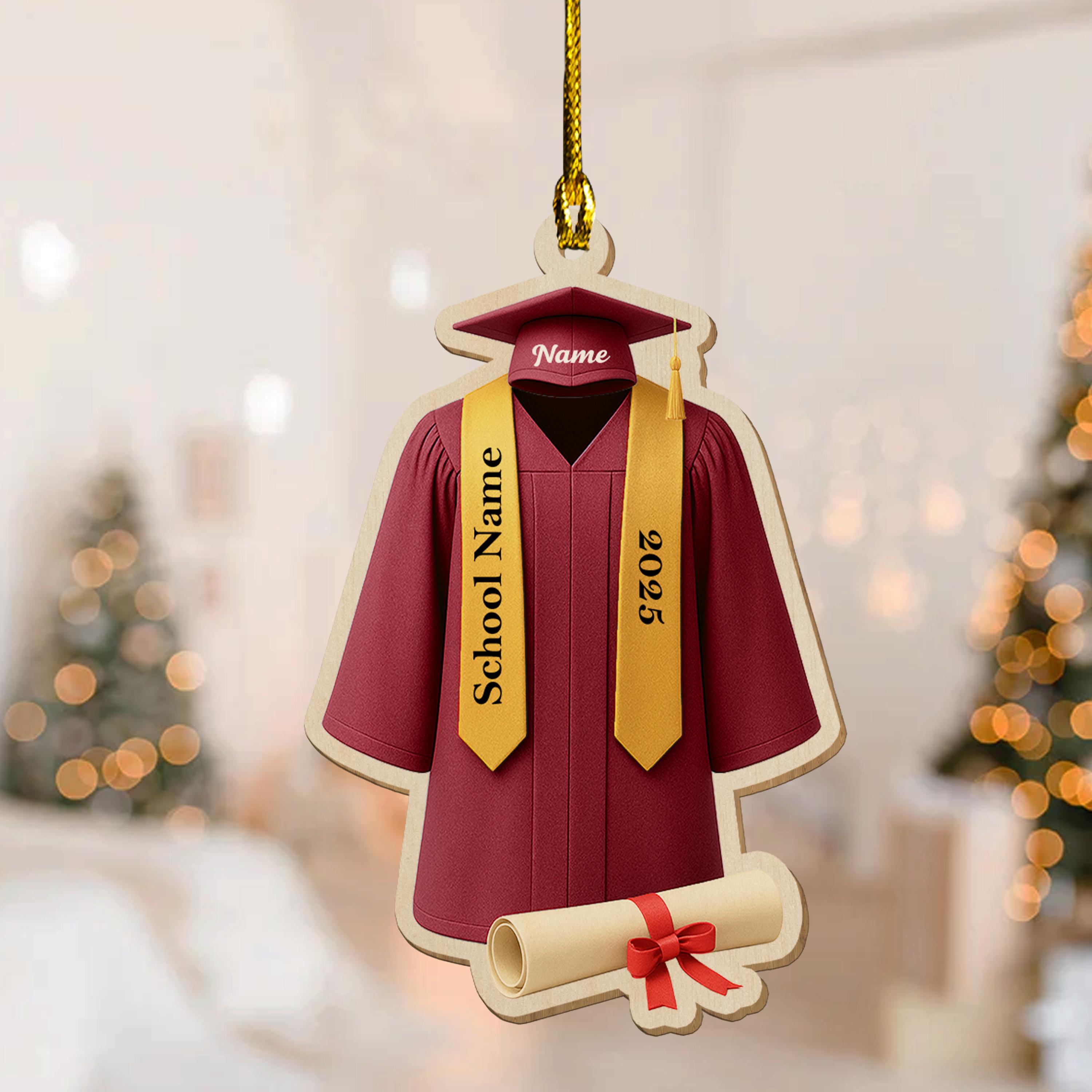 Graduation Gown Ornament With Customizable Any School Name and Any ...