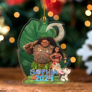 Moana Christmas Acrylic Ornament Disney Princess Moana Cutout Ornament Personalized Christmas Ornament Disney Christmas ornament D1KD02
