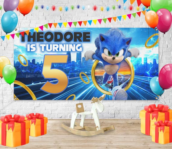 Décorations Anniversaire Sonic – 6 Ballons Aluminium + Bannière ‘Happy Birthday’, Pour Fête D’enfant
