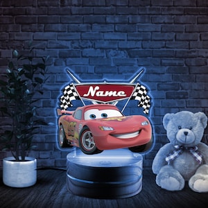 Personalized Disney Cars Night Light, Custom Name Lightning McQueen Desk Lamp, Baby Room Decor, Mater Cars Birthday Gift, Disneyland NFYA08