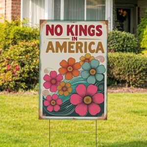 No Kings in America Yard Sign, Anti-Trump, Protest Yard Sign, Democracy Sign, Gift for Anti-MAGA, Liberal Sign, Protect Democracy C1H102